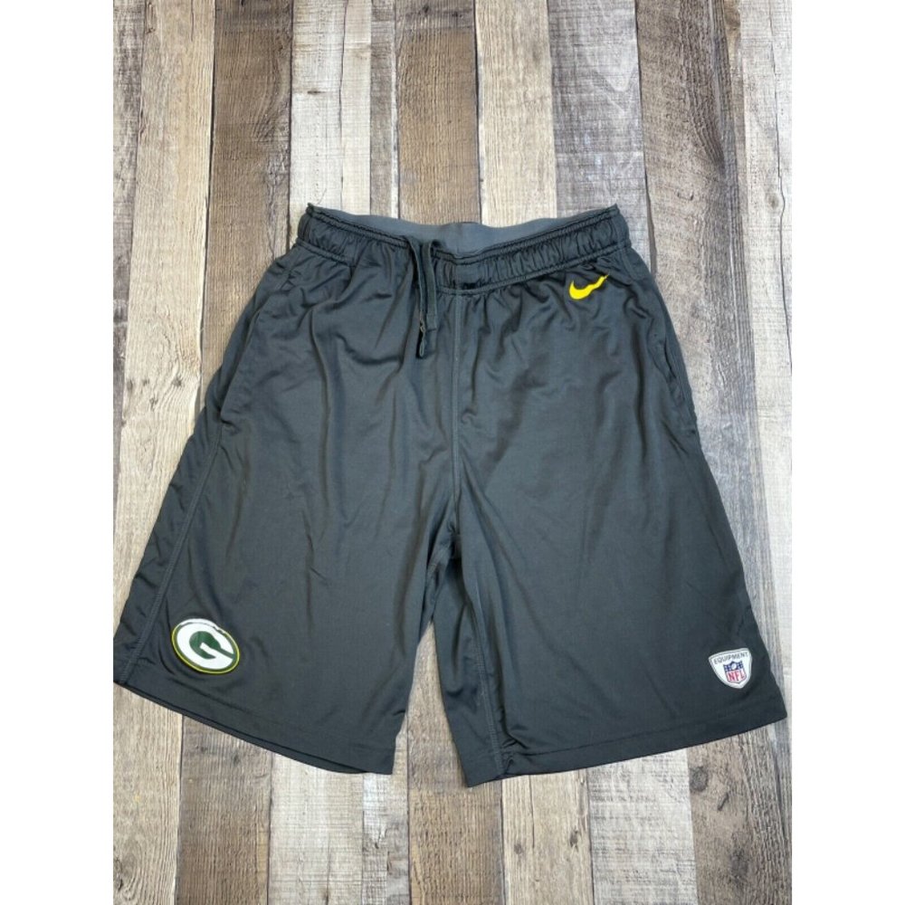 Nike OnField Men S Green Bay Packers Shorts Dri-Fit Gray Athletic Gym Practice